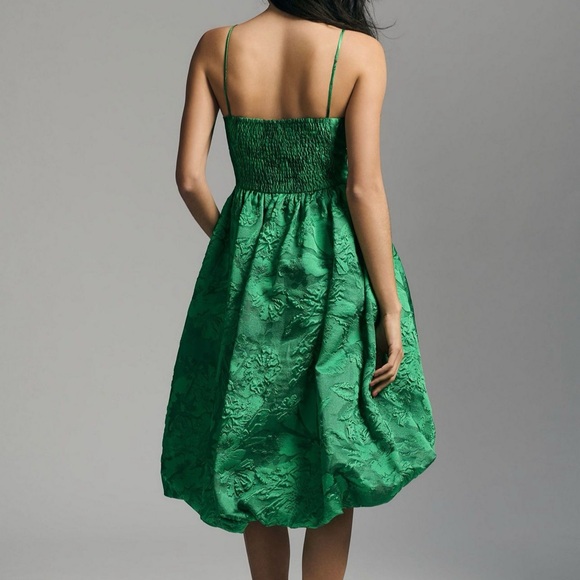 18W Anthropologie Jacquard Bubble Dress-Festive green textured floral dresss 18W - Picture 2 of 11
